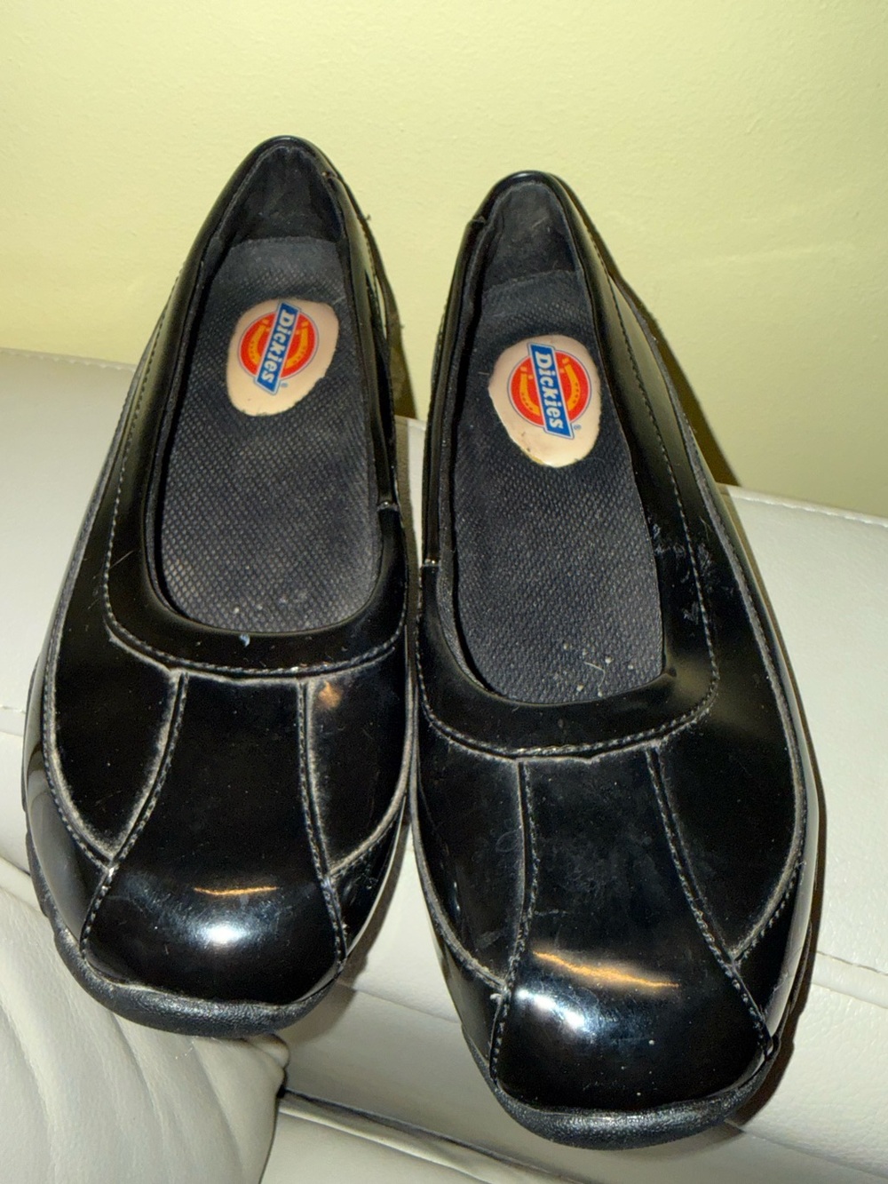 Dickies Women's Black Patent Slip-On Flats